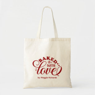Personalised Baked with Love Red Bakery Tote Bag