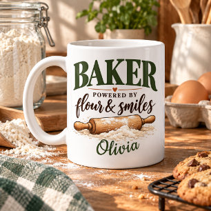 Personalised Baker Flour & Smiles Custom Name Coffee Mug