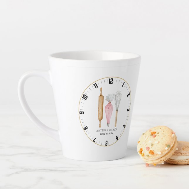 Personalised Baker Pastry Chef Time To Bake  Latte Mug (In Situ)