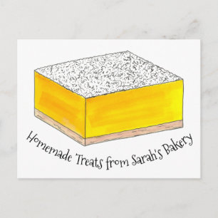 Personalised Bakery Baked By Lemon Bar Square Postcard