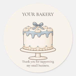 Personalised Bakery Cake Thank You Packaging Stick Classic Round Sticker