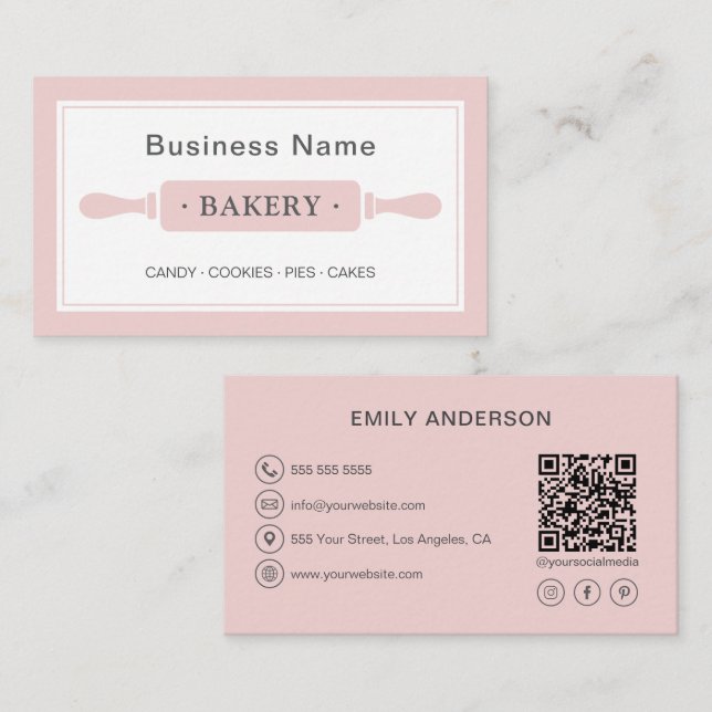 Personalised Bakery Pink Business Card (Front/Back)