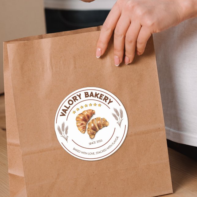 Personalised Bakery Product Label (CROISSANTS) (Background color, business name, tagline and year are a customizable.)