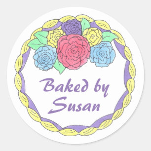 Personalised Baking Baked By Cake Stickers