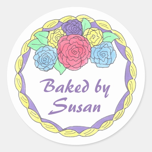 Personalised Baking Baked By Cake Stickers (Front)