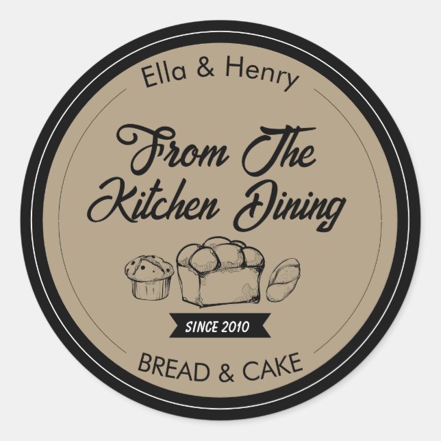 Personalised baking classic round sticker (Front)