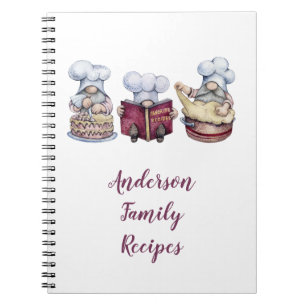 Personalised Baking Gnomes Family Recipe Notebook