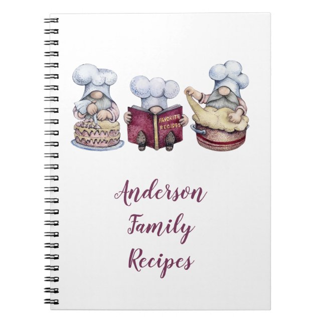 Personalised Baking Gnomes Family Recipe Notebook (Front)