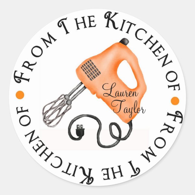 Personalised Baking Hand Mixer Kitchen Stickers (Front)