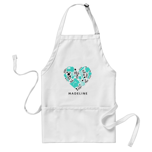 Personalised Baking Lover Heart Name Standard Apron (Front)