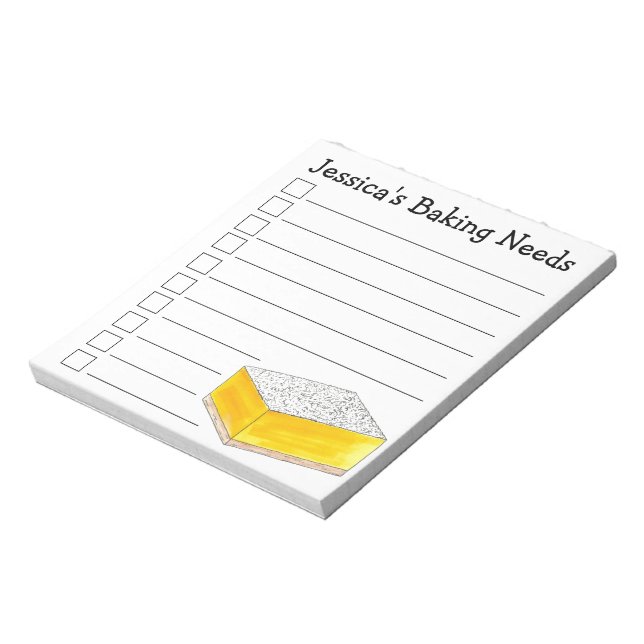 Personalised Baking Needs Lemon Square To Do List Notepad (Rotated)