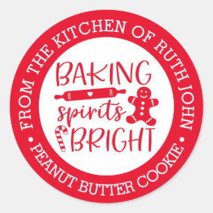 Personalised Baking Spirits Bright Holiday Baking Classic Round Sticker