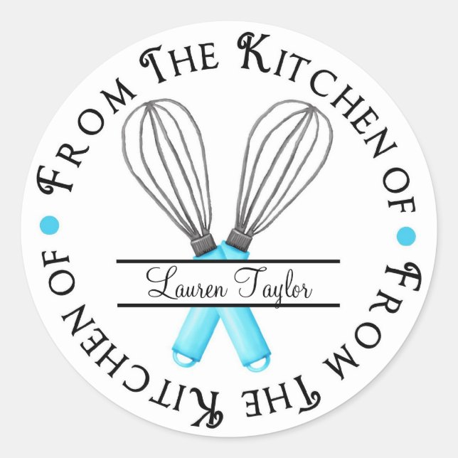 Personalised Baking Whisk Kitchen Stickers (Front)