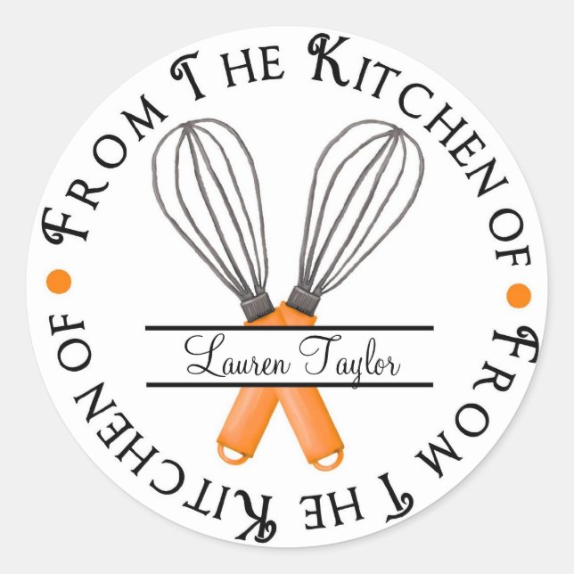 Personalised Baking Whisk Kitchen Stickers (Front)