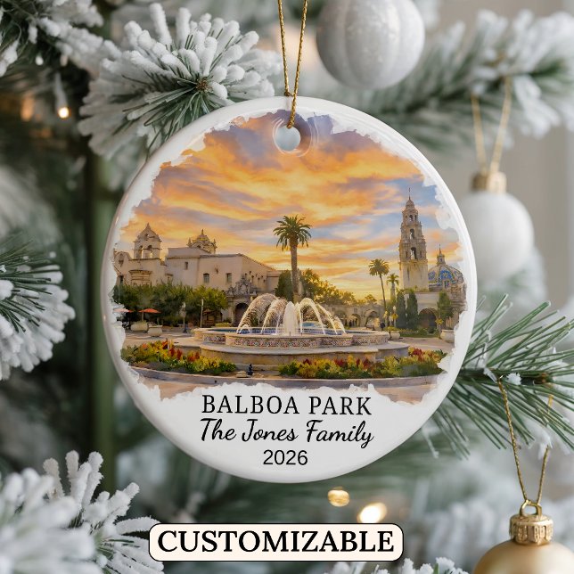Personalised Balboa Park, Custom California Ceramic Tree Decoration (Creator Uploaded)