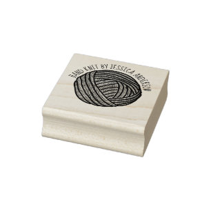 Personalised Ball of Yarn Doodle Style Drawing Rubber Stamp