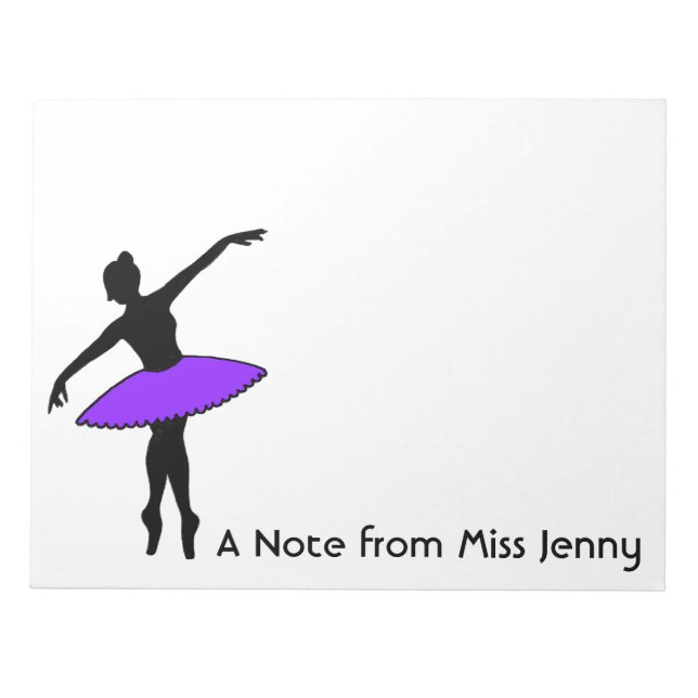 Personalised Ballerina Ballet Dance Dancer Notepad (Front)