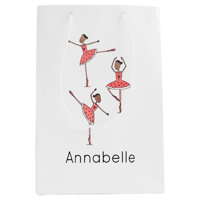 Personalised Ballerina Ballet Dancer Medium Gift Bag (Front)