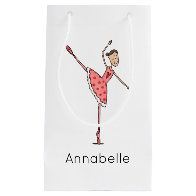 Personalised Ballerina Ballet Dancer Small Gift Bag (Front)