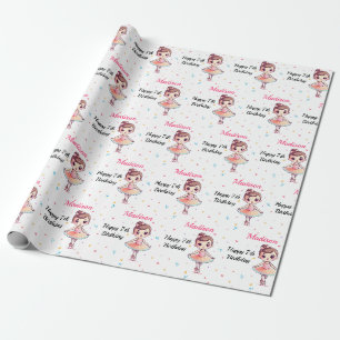 Personalised Ballerina Ballet Name Birthday Wrapping Paper