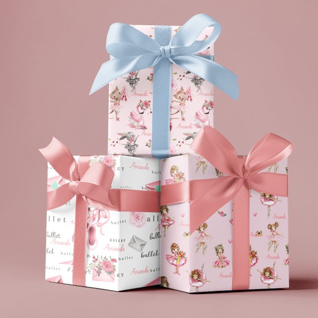 Personalised Ballerina Ballet Name Smaller Image Wrapping Paper Sheet (Creator Uploaded)