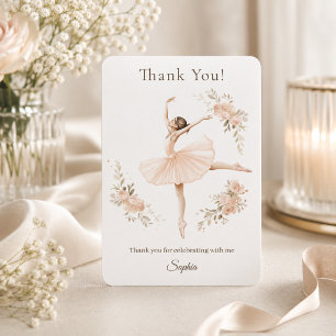 Personalised Ballerina Birthday Blush Floral Thank You Card