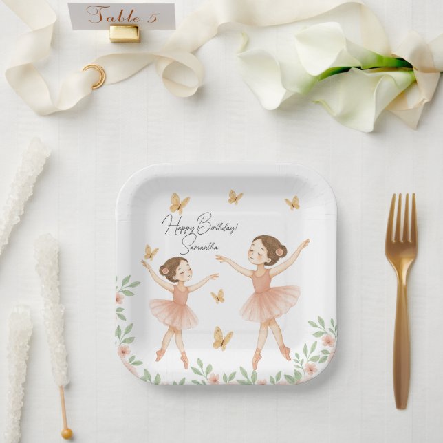 Personalised Ballerina Birthday Party Paper Plate (Wedding)