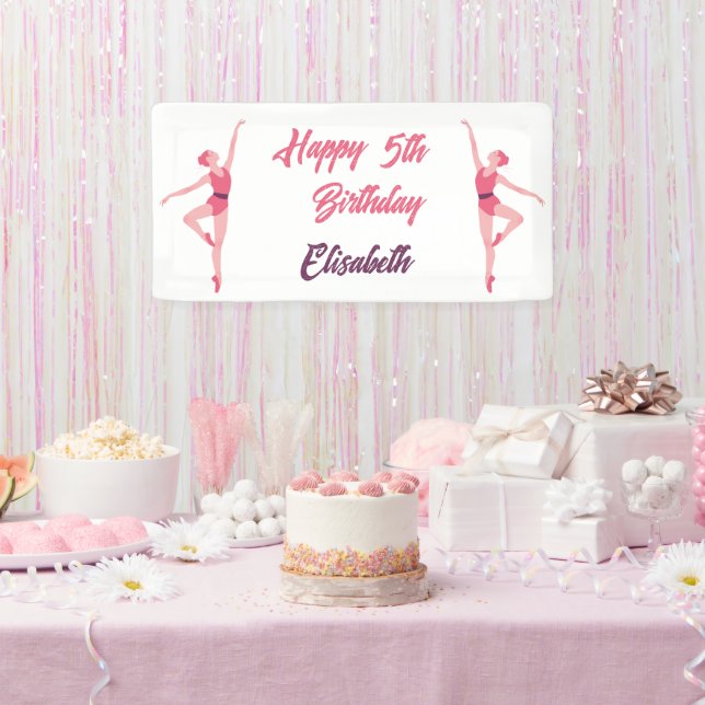 Personalised Ballerina Dance Happy Birthday Banner (Party)