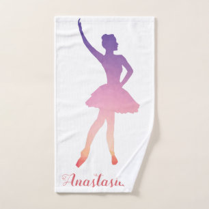 Personalised ballerina in modern geometric design hand towel