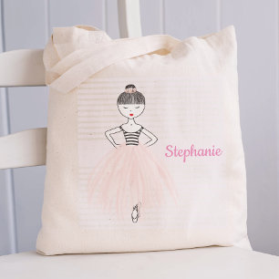 Personalised Ballerina in Pink Tote Bag