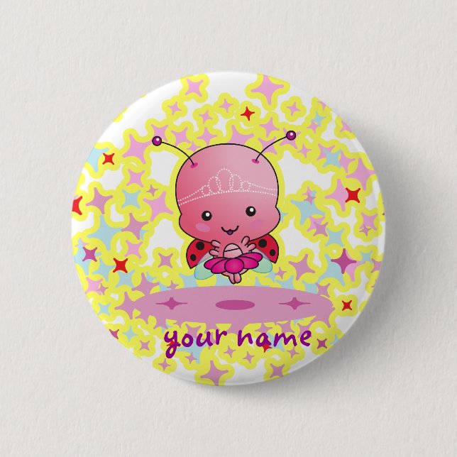 Personalised Ballerina Ladybug Button (Front)