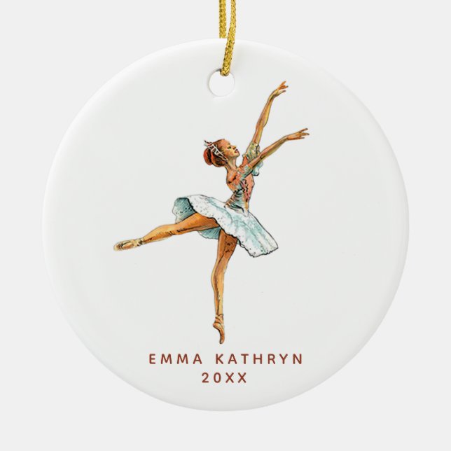 Personalised Ballerina Little Girl Sugarplum Fairy Ceramic Tree Decoration (Front)