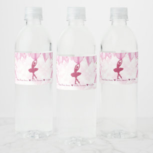 Personalised Ballerina Pink Birthday Water Bottle Label