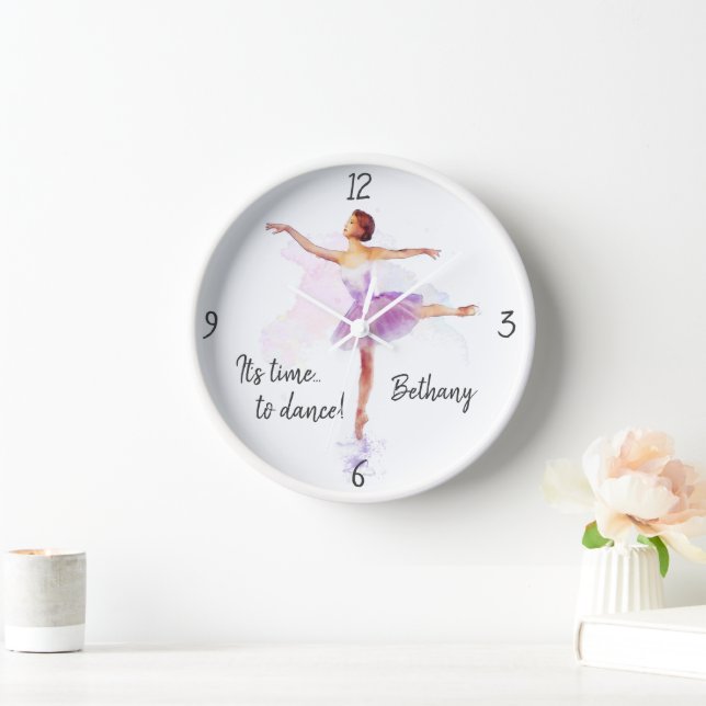 Personalised Ballerina 'Time to Dance' (plus name) Clock (Home)
