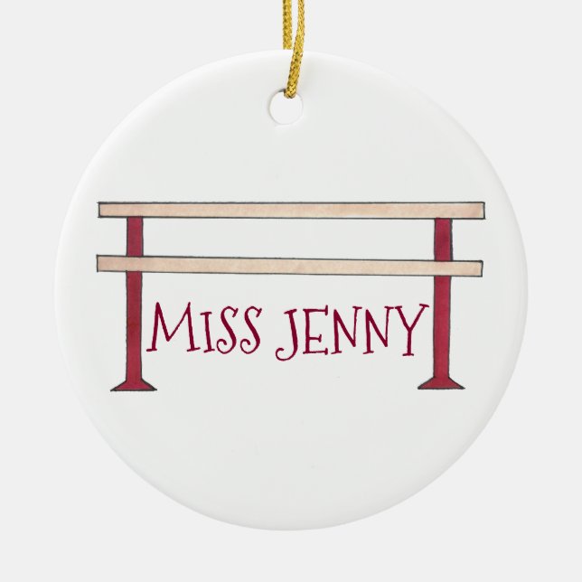 Personalised Ballet Barre Ballerina Dance Teacher Ceramic Tree Decoration (Front)