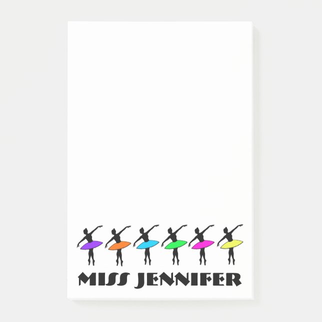 Personalised Ballet Dance Teacher Ballerina Pointe Post-it Notes (Front)