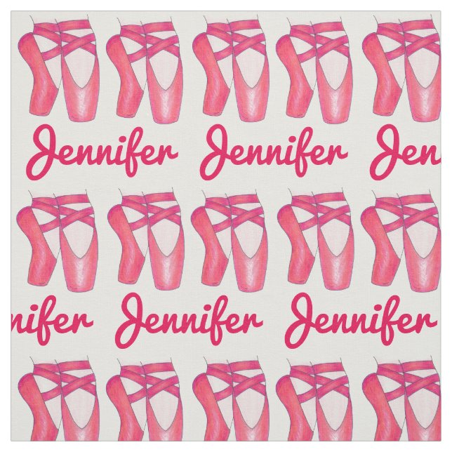 Personalised Ballet Pink Pointe Toe Shoes Dance Fabric (Swatch)
