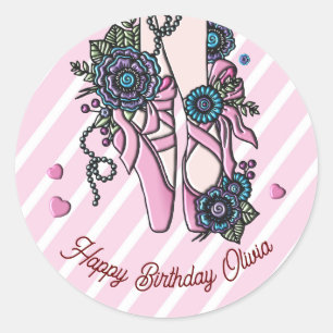Personalised Ballet Shoes Classic Round Sticker