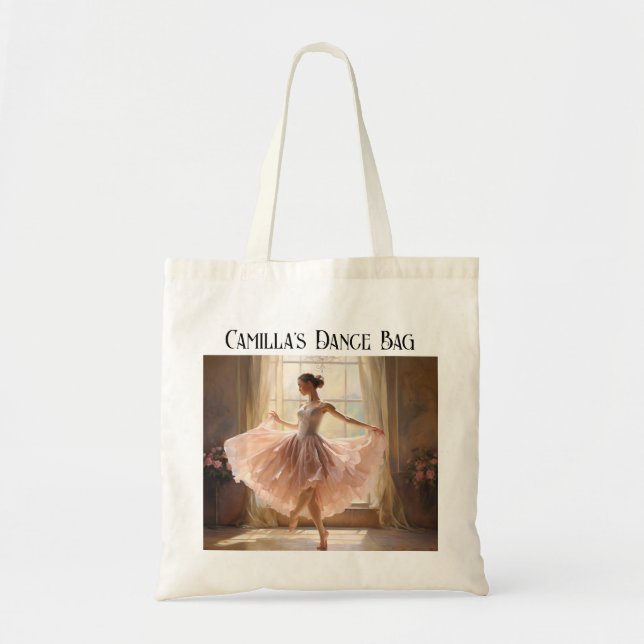 Personalised Ballet Shoes Dance Tote Bag (Front)