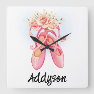 Personalised Ballet Shoes Square Wall Clock
