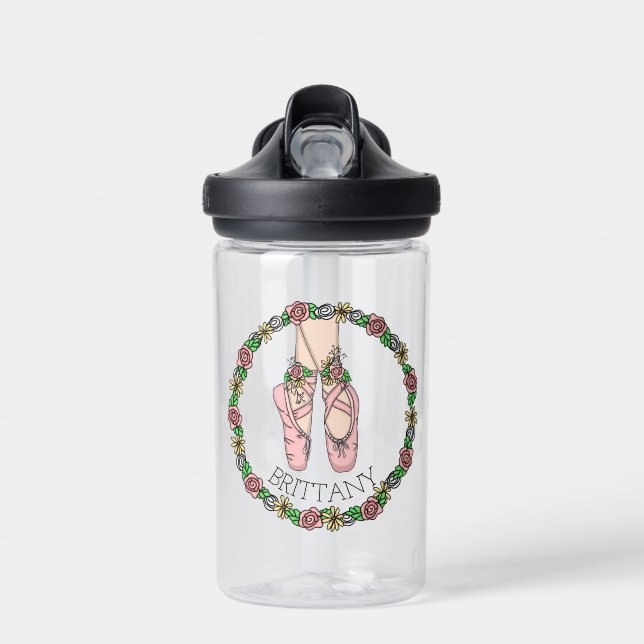 Personalised Ballet Shoes  Water Bottle (Front)