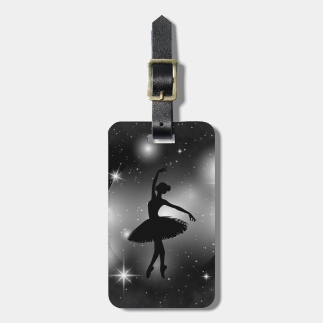 Personalised Ballet Silhouette Luggage Tag (Front Vertical)
