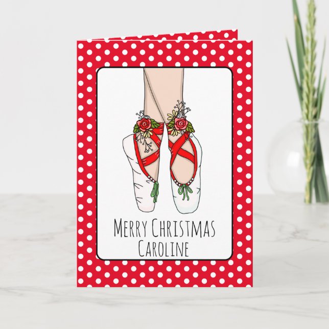 Personalised Ballet Slippers Christmas Card (Front)