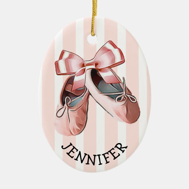 Personalised Ballet Slippers Christmas Ornament (Front)