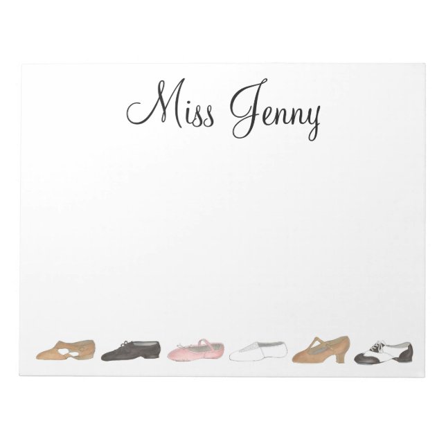Personalised Ballet Tap Jazz Dance Teacher Gift Notepad (Front)