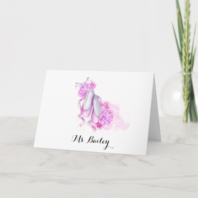 Personalised Ballet Teacher Watercolor Card (Front)