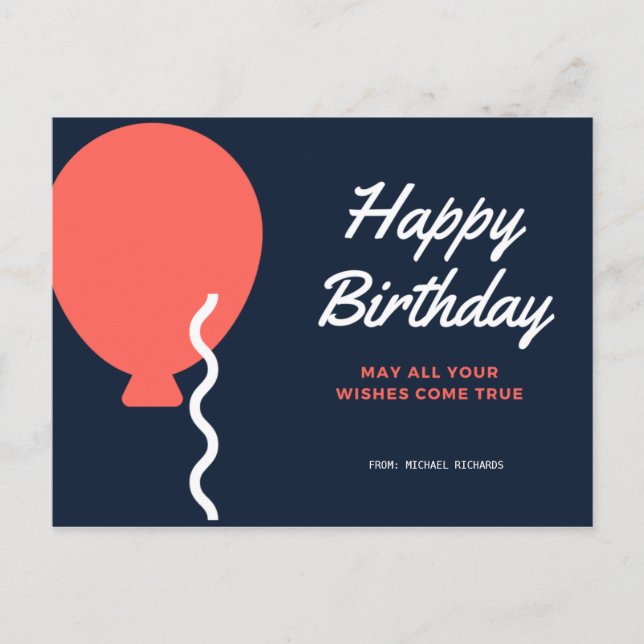 Personalised - Balloon Birthday Postcard (Front)