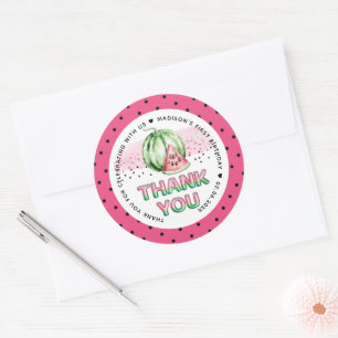 Personalised Balloon Letters Watermelon Birthday Classic Round Sticker