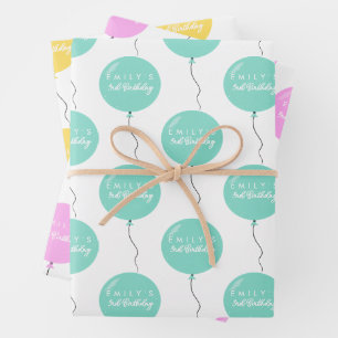 Personalised Balloon Party birthday christening  Wrapping Paper Sheet