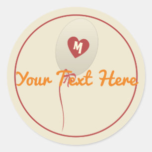Personalised Balloon Red Heart Baby Kids Wedding Classic Round Sticker